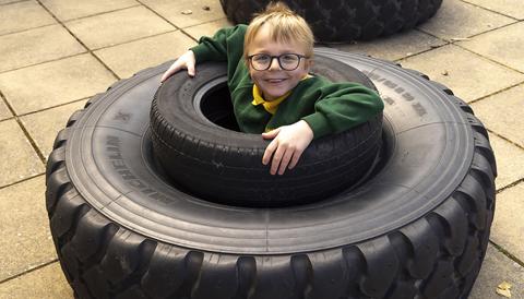 Forest pupil in a tyre